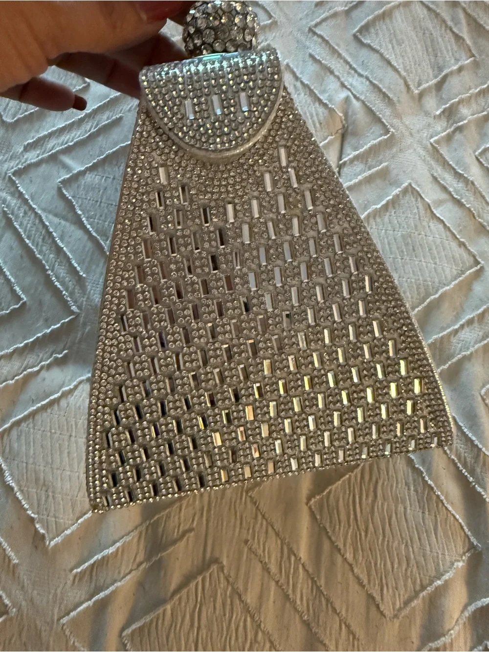 Silver Crystal Pyramid Evening Bag
